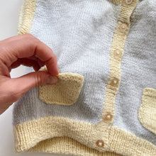 Load image into Gallery viewer, Handmade Merino Vest Blue/Yellow (1-2y)

