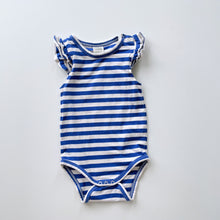 Load image into Gallery viewer, Nature Baby Organic Frill Bodysuit Blue Stripes (6-12m)
