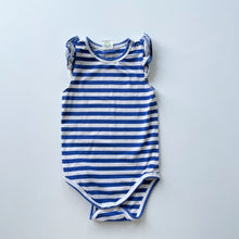 Load image into Gallery viewer, Nature Baby Organic Frill Bodysuit Blue Stripes (1y)

