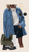 Load image into Gallery viewer, Calvin Klein Mini Skirt Black Denim (W29)
