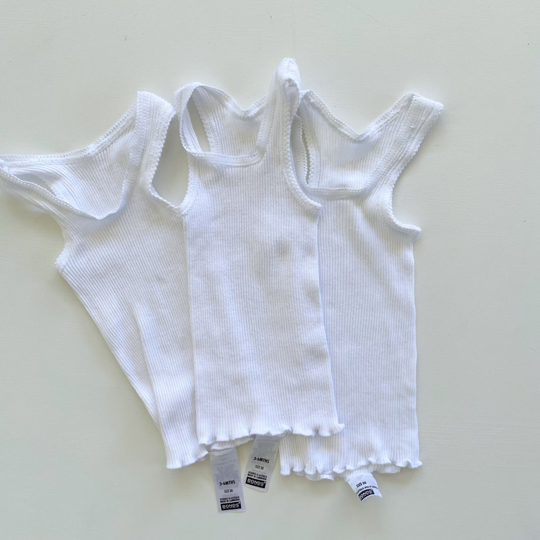 Bonds Ribbed Singlet Bundle White 3x (3-6m)