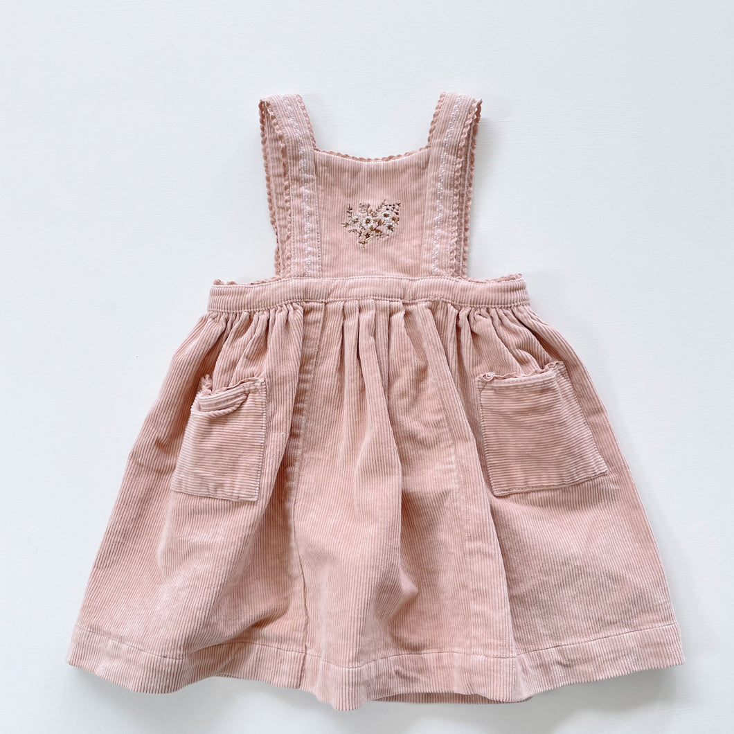 Jamie Kay Embroidered Cord Dress - Dusty Pink NEW (2y)