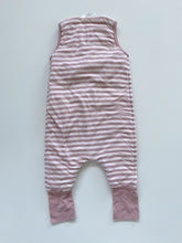 Load image into Gallery viewer, Woolbabe Org Cotton/Merino Sleeveless Sleeping Suit Pink Stripes Duvet Weight (3y)
