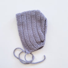 Load image into Gallery viewer, Handmade Lilac Knitted Bonnet (6-12m)
