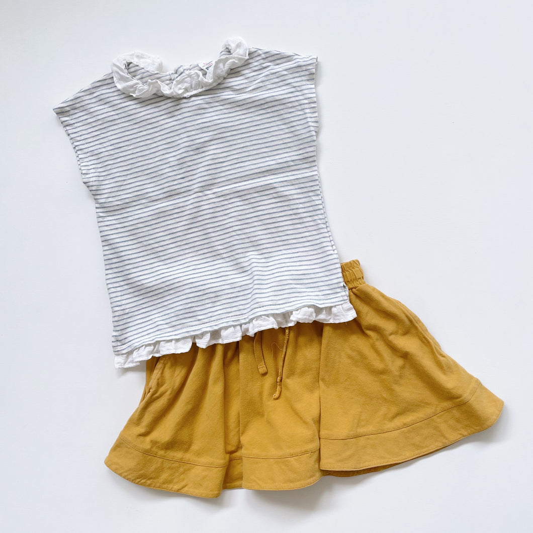 Mustard Skirt & Stripe Frilly Top Bundle (4-5y)
