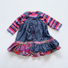 Load image into Gallery viewer, Catimini Dress Stripes/ Denim Frill (3-6m)
