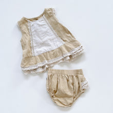 Load image into Gallery viewer, Khaki Lace Detailed Blouse + Bloomers (3y)
