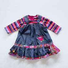 Load image into Gallery viewer, Catimini Dress Stripes/ Denim Frill (3-6m)
