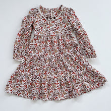 Load image into Gallery viewer, Handmade Brown/Orange Floral Tiered Dress L/S (5y)
