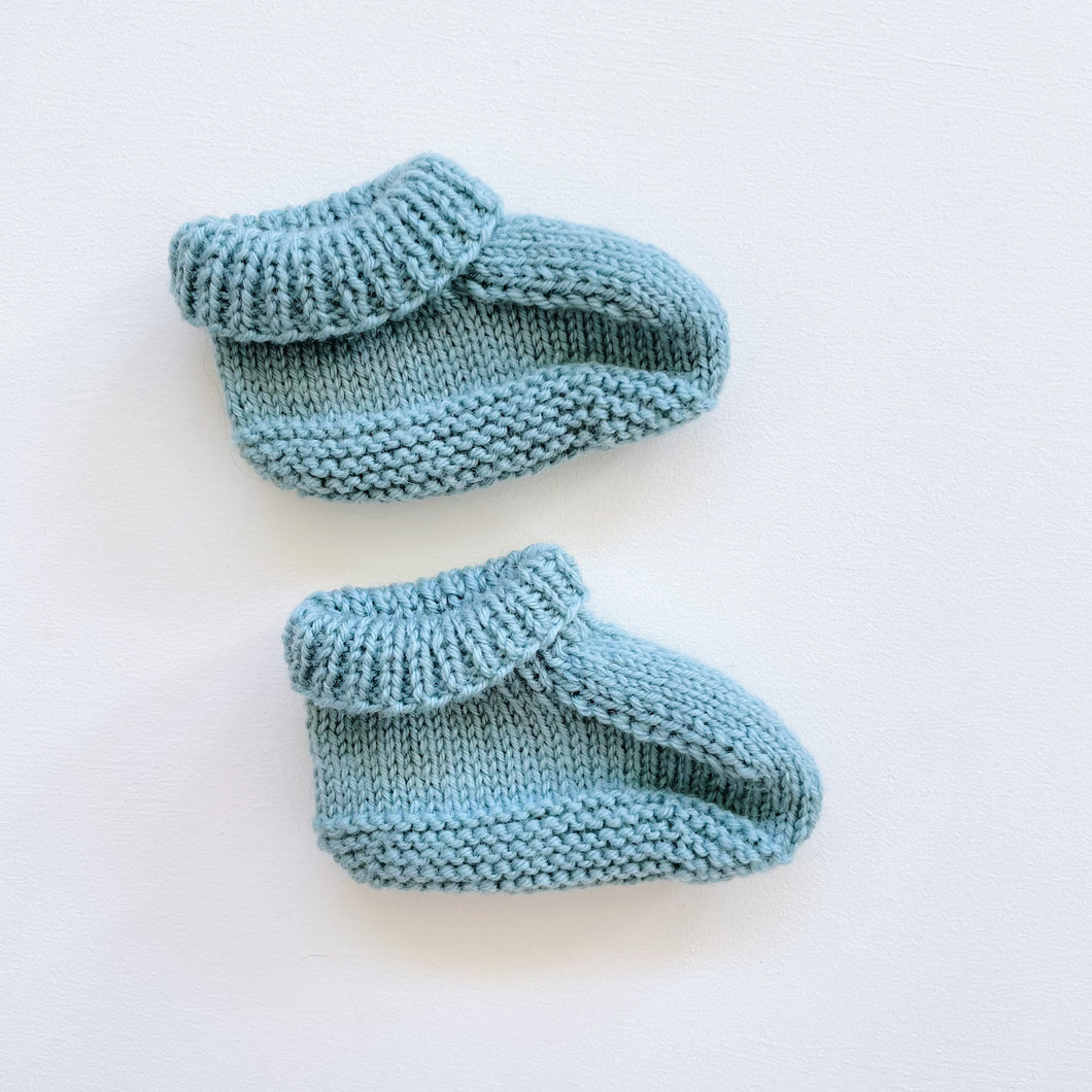 Handmade Wool Slippers Teal (0-3m)
