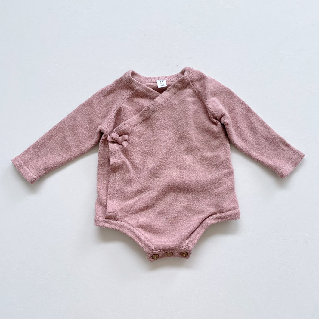 M&S Knit Kimono Romper Blush (3-6m)