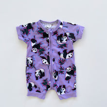 Load image into Gallery viewer, Bonds Wondersuit Shorts Purple Pandas (3-6m)
