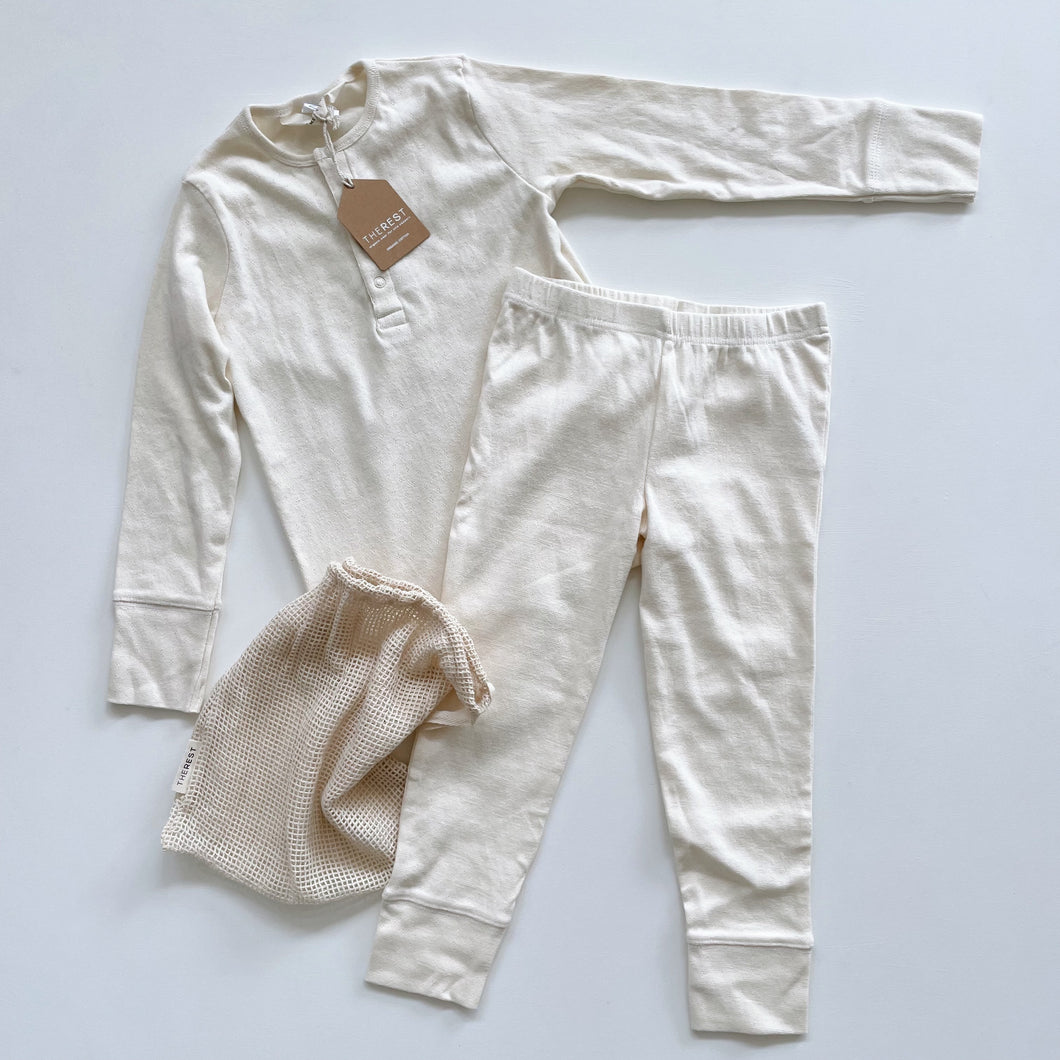 The Rest Organic Cotton Pointelle PJ Sets Cream NEW (4y)
