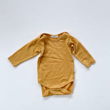 Load image into Gallery viewer, Mokopuna Merino L/S Bodysuit Mustard (3-6m)
