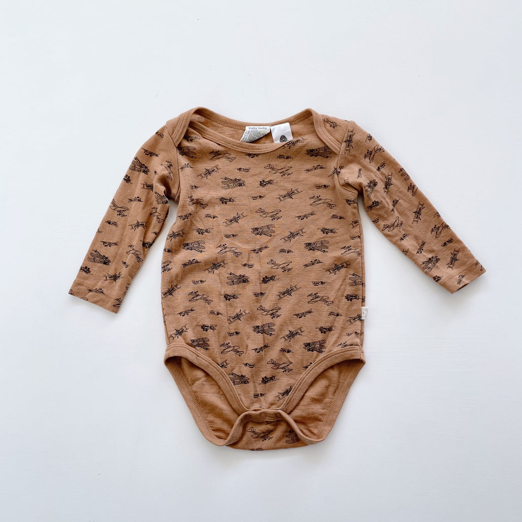 Baby Baby Merino L/S Bodysuit Planes NWOT (12-18m)
