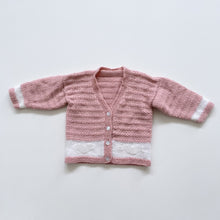 Load image into Gallery viewer, Gorgeous Handmade Cardigan Blush w/ Hearts (3-6m)
