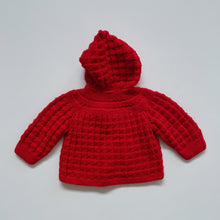 Load image into Gallery viewer, Handmade Hooded Cardigan Red (12-18m)
