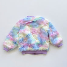 Load image into Gallery viewer, Rock Your Kid Faux Fur Rainbow Bomber Jacket NEW (4y)
