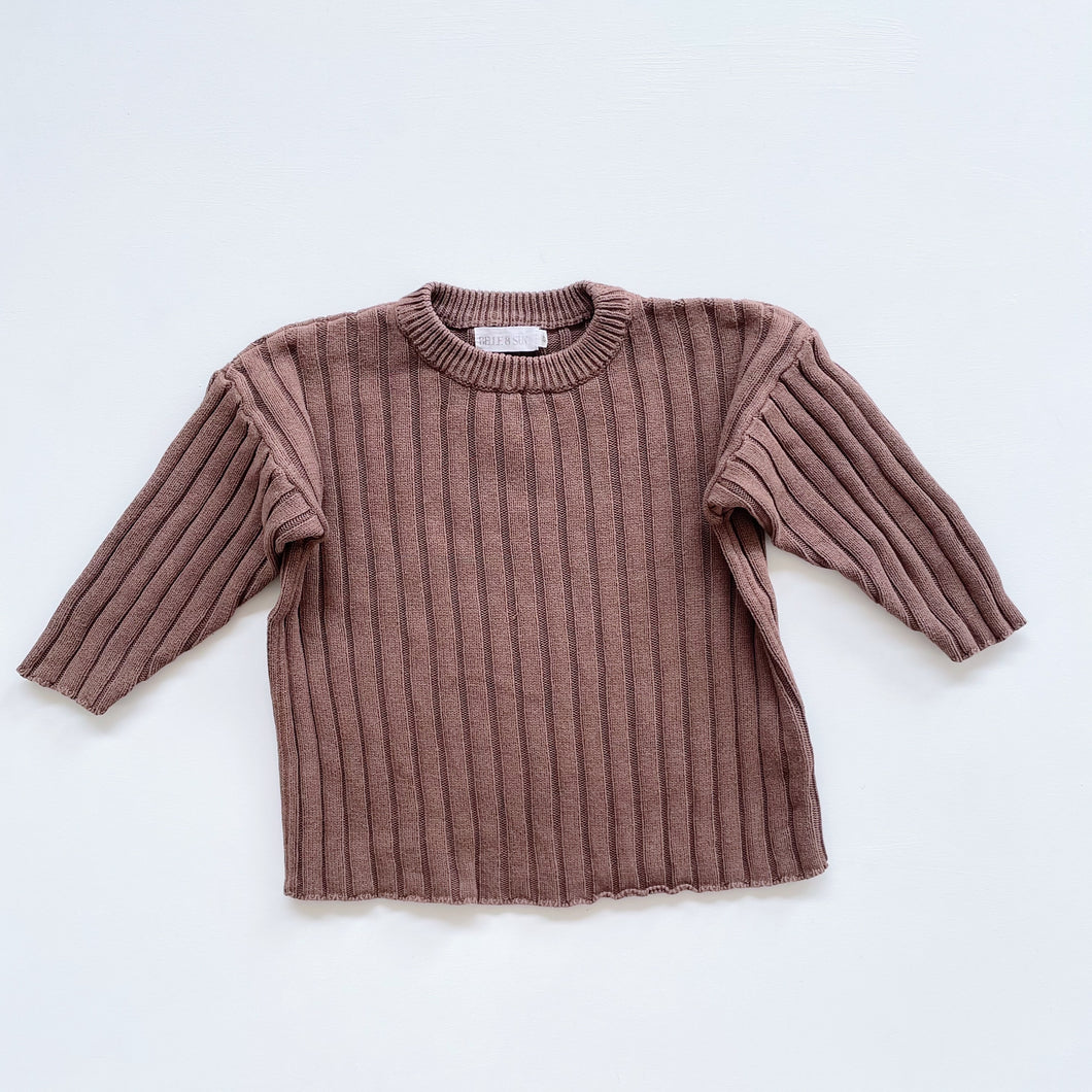 Belle & Sun Stripe Knit Jumper Brown (2y)