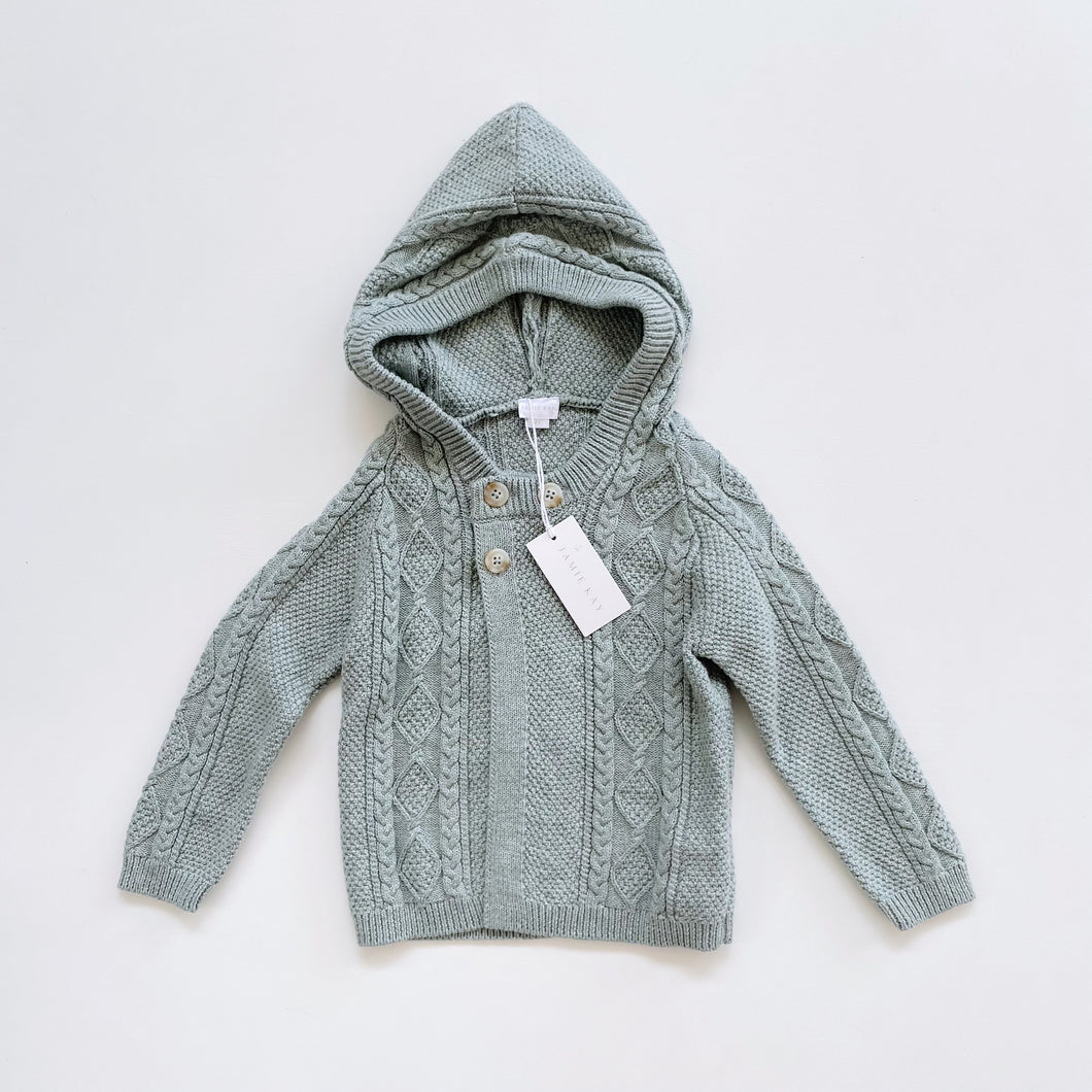 Jamie Kay Cable Knit Cardigan Mist NEW (2y)