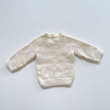 Load image into Gallery viewer, Handmade Wool Jumper Cream w Neck Buttons (0-3m)
