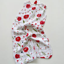 Load image into Gallery viewer, Little Unicorn Cotton Muslin Sleeping Bag Red Poppies 1.0 tog (12-18m)
