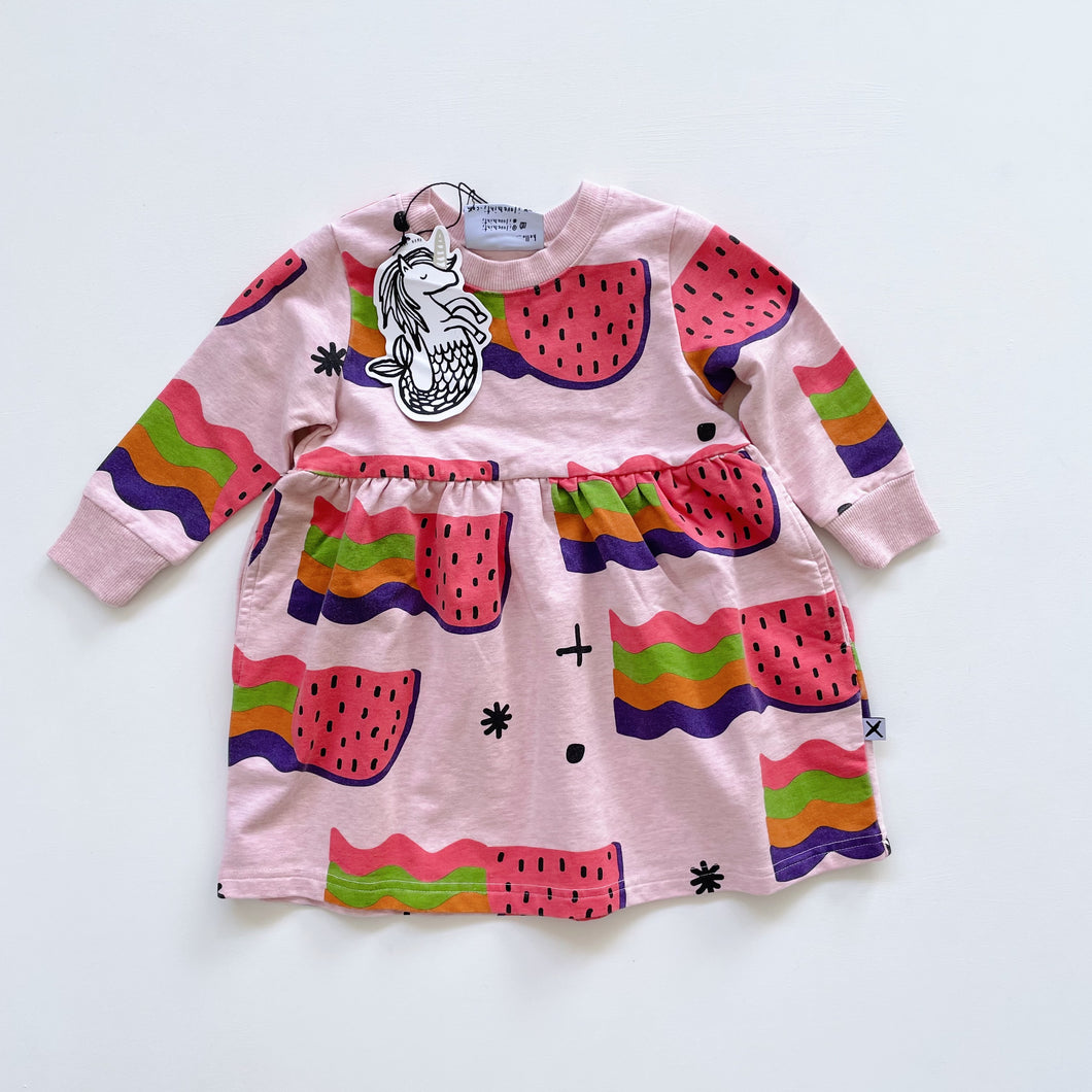 Minti Watermelon Sweater Dress Pink Marle NEW (1y)