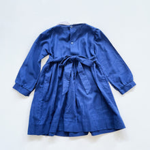 Load image into Gallery viewer, Handmade Smocked L/S Dress Navy (4y)
