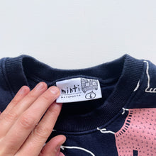 Load image into Gallery viewer, Minti Cosy Bear Jumper Dress w/ Pockets Navy/Pink (6y)
