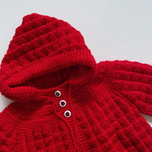 Load image into Gallery viewer, Handmade Hooded Cardigan Red (12-18m)
