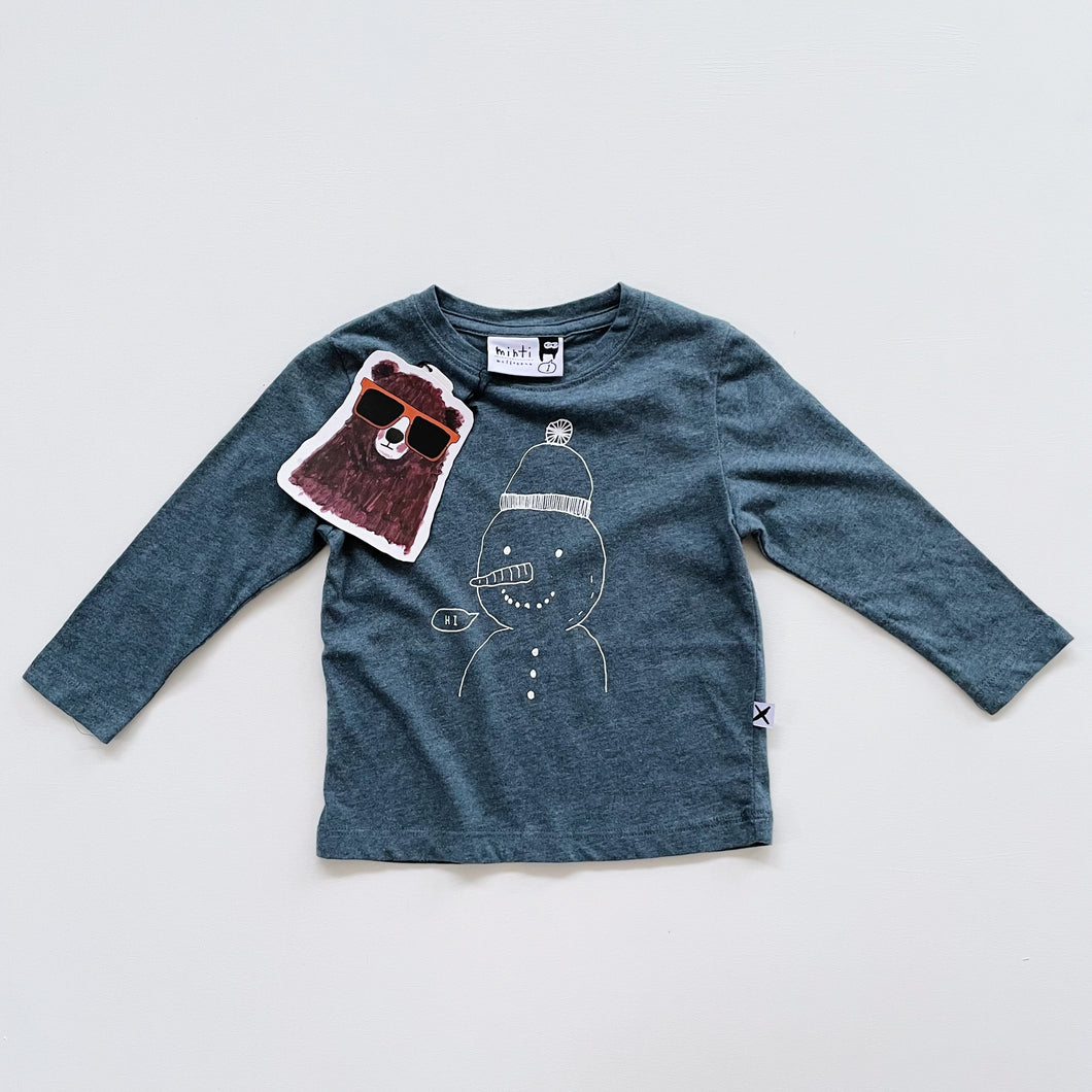 Minti Snowman L/S Tee Midnight Blue NEW (1y)