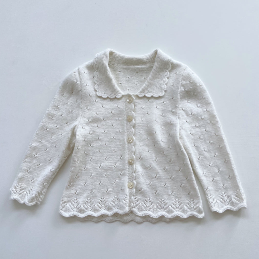 Stunning Handmade Lambswool Knit Cardigan Cream (2y)