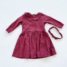 Load image into Gallery viewer, Nature Baby Organic L/S Dress + Headband Maroon Dotted (6-12m)
