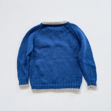 Load image into Gallery viewer, Handmade Wool Jumper Royal Blue w Grey Trim (5y)
