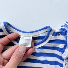 Load image into Gallery viewer, Nature Baby Organic Frill Bodysuit Blue Stripes (1y)
