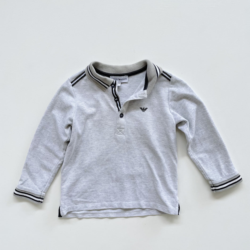 Emporio Armani L/S Polo Tee Grey (24m)