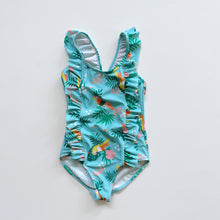 Load image into Gallery viewer, Bright Turquoise Ruffle Swimsuit (5y)
