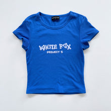 Load image into Gallery viewer, White Fox Ribbed Tee Royal Blue NWOT (14y/Small adult)
