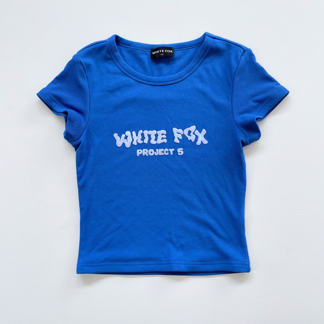 White Fox Ribbed Tee Royal Blue NWOT (14y/Small adult)