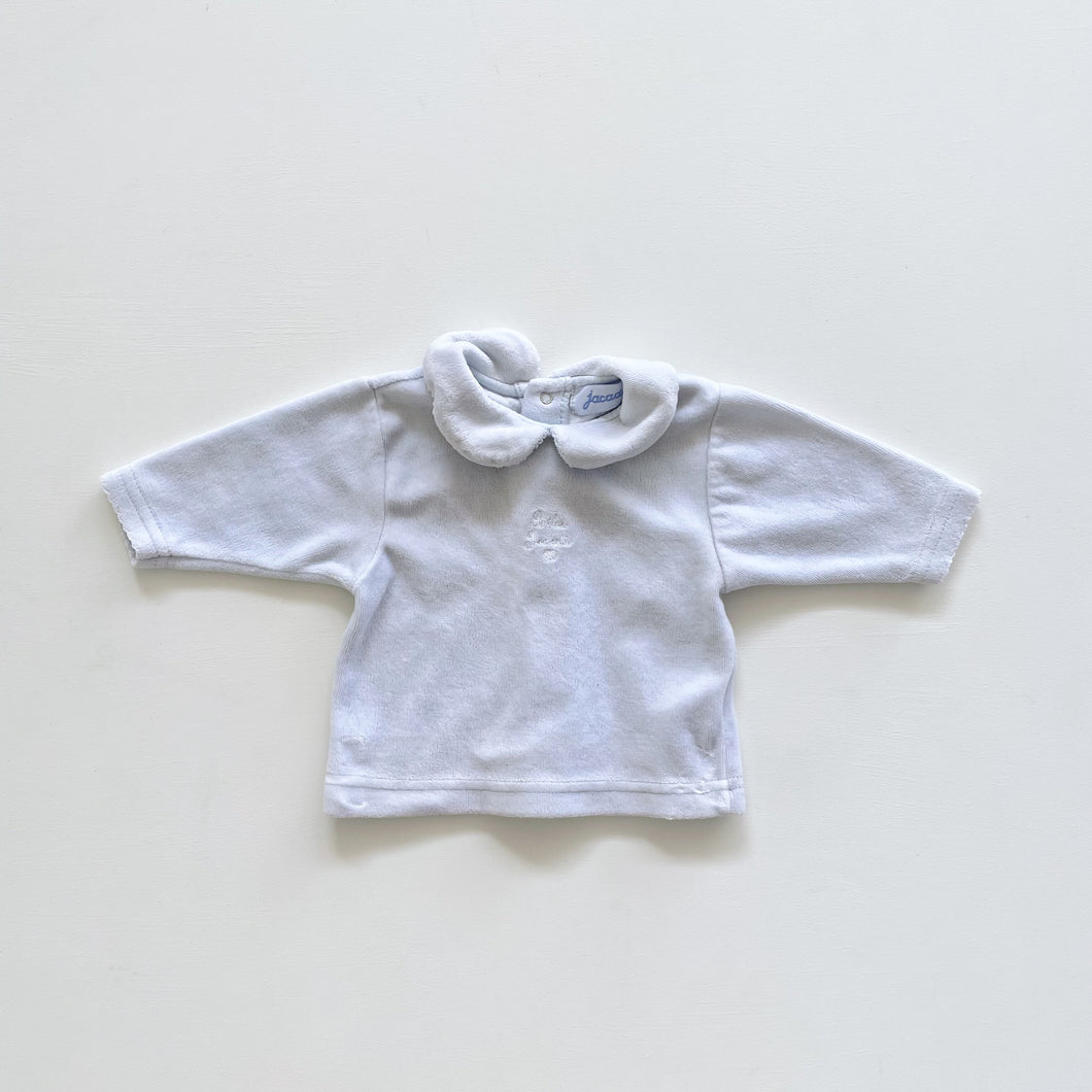 Vintage Jacadi Velvet Top Baby Blue (newborn)