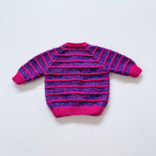 Load image into Gallery viewer, Handmade Wool Knit Cardigan Pink Stripes (0-3m)
