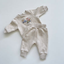 Load image into Gallery viewer, Little Bundle Track Suit Beige/Animals NWOT (newborn)
