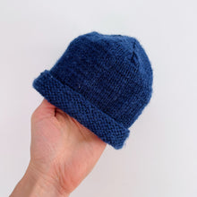 Load image into Gallery viewer, Handmade Wool Beanie Navy (3-6m)
