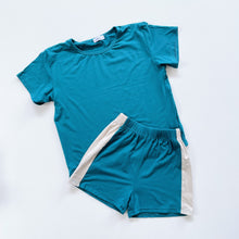 Load image into Gallery viewer, Bel &amp; Bow Bamboo Set Teal/ Beige (6y)
