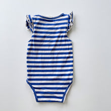 Load image into Gallery viewer, Nature Baby Organic Frill Bodysuit Blue Stripes (6-12m)
