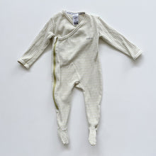 Load image into Gallery viewer, Bonds Kimono Style Footed All-In-One Green Stripe (3-6m)
