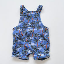 Load image into Gallery viewer, Dymples Palm Trees Shortalls Blue (12-18m)
