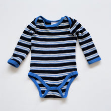Load image into Gallery viewer, Teeny Weeny Merino Bodysuit Blue Stripes (0-3m)
