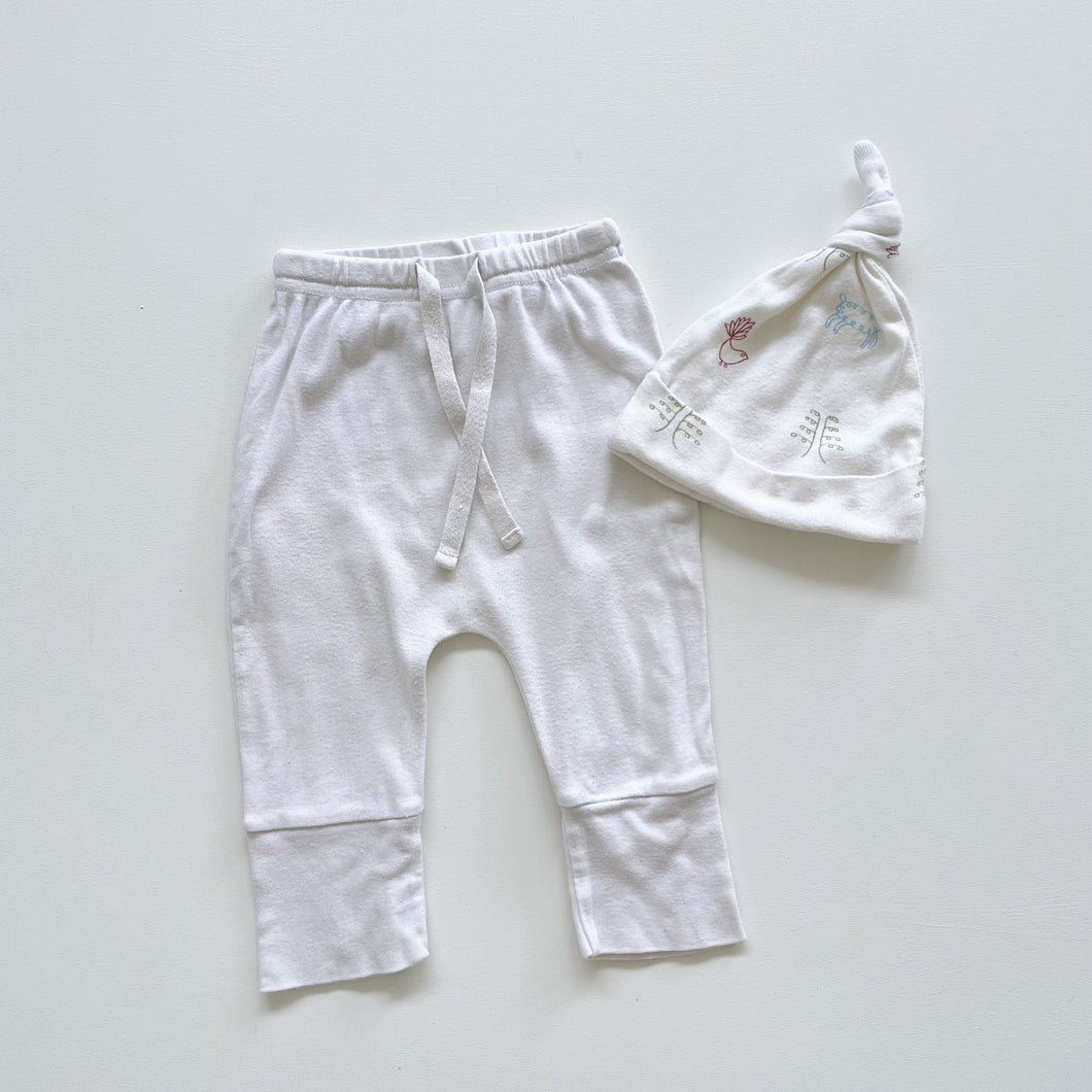 Nature Baby Organic Pants + Hat Bundle 2x (0-3m)