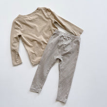 Load image into Gallery viewer, Jamie Kay Organic Long Sleeve PJs Set Cashew/Narrow Stripe Sepia (3y)
